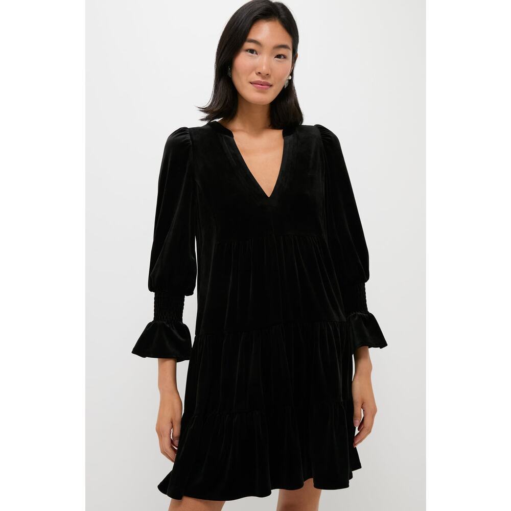 Tuckernuck Pomander Place Kenzo Black Velvet Mini Dress L - Picture 3 of 14